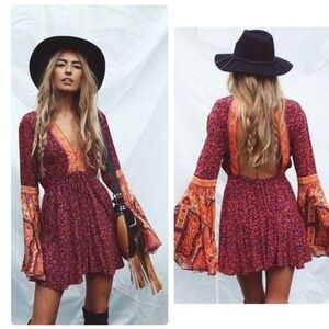 Free People Red and Orange Mini Dress